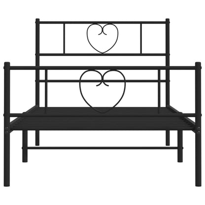 Giroletto con Testiera e Pediera Metallo Nero 75x190 cm