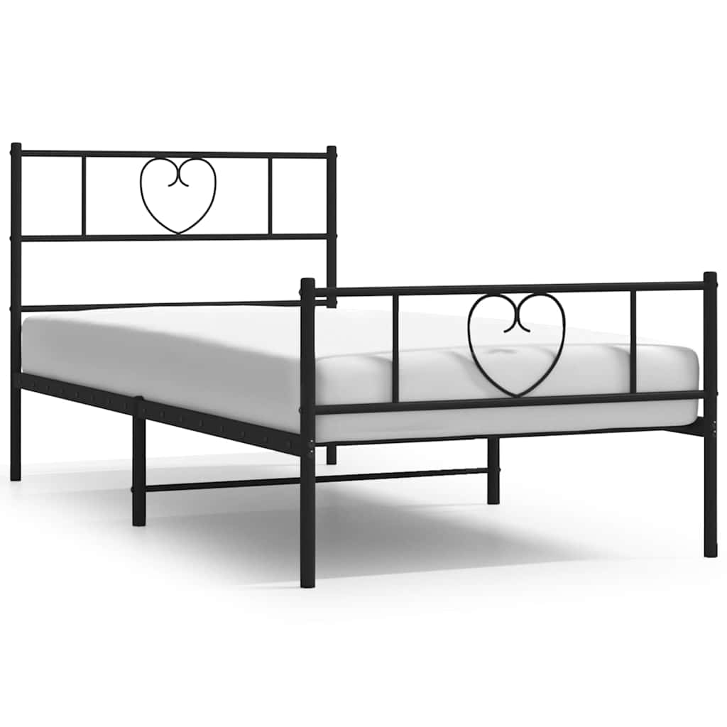 Giroletto con Testiera e Pediera Metallo Nero 100x200 cm