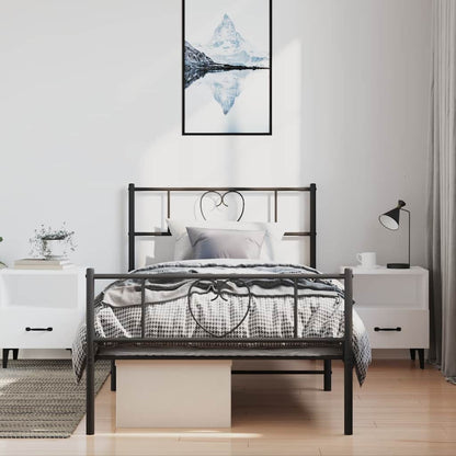 Giroletto con Testiera e Pediera Metallo Nero 100x200 cm