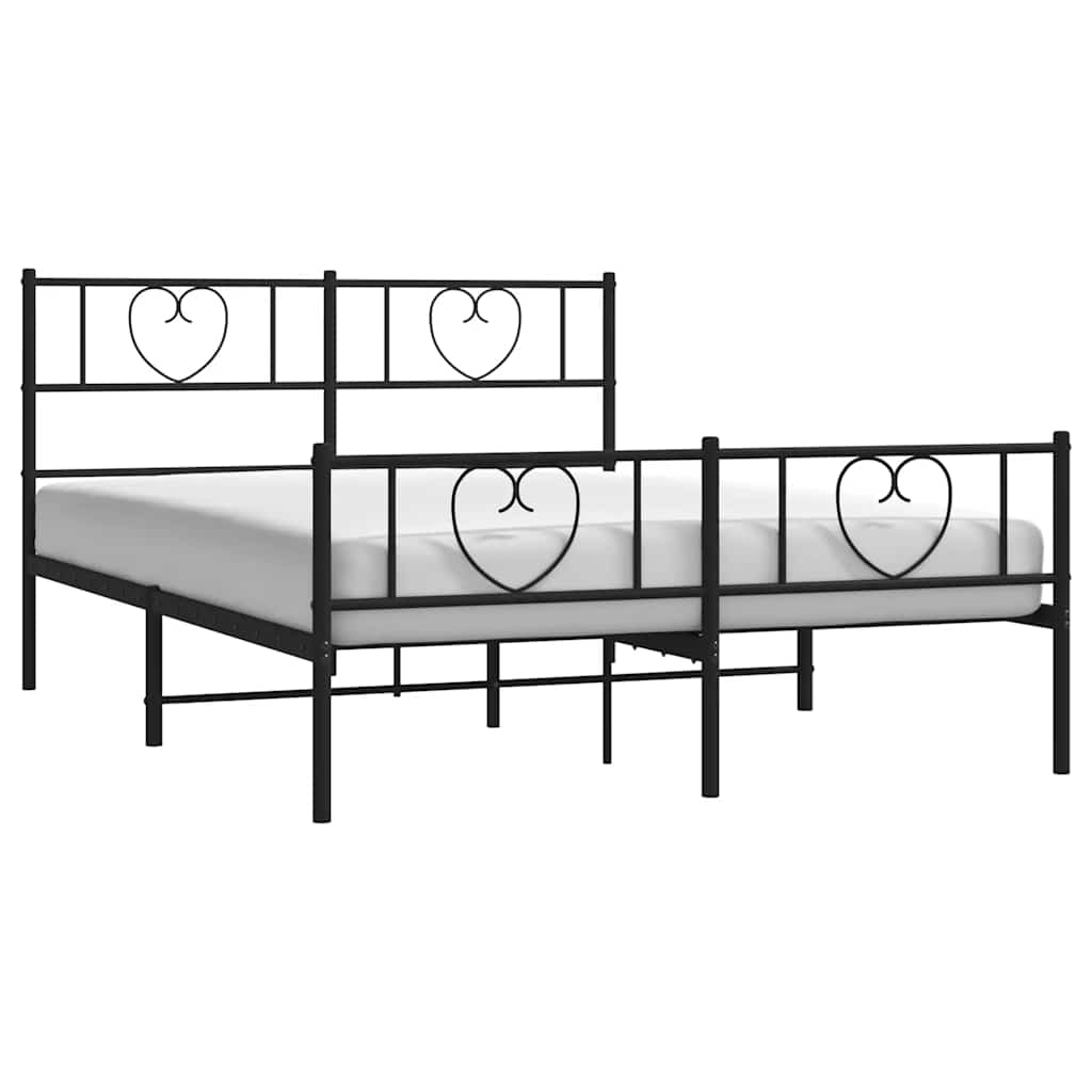 Giroletto con Testiera e Pediera Metallo Nero 135x190 cm | homemem39