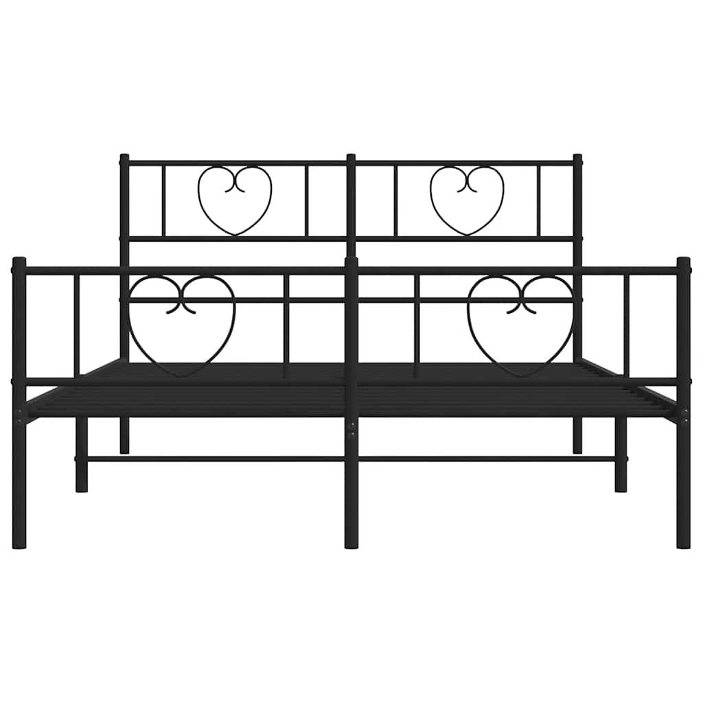Giroletto con Testiera e Pediera Metallo Nero 135x190 cm | homemem39