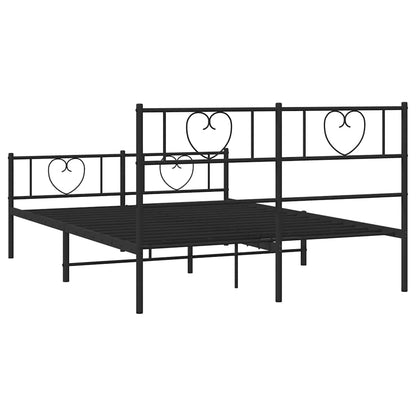 Giroletto con Testiera e Pediera Metallo Nero 135x190 cm | homemem39