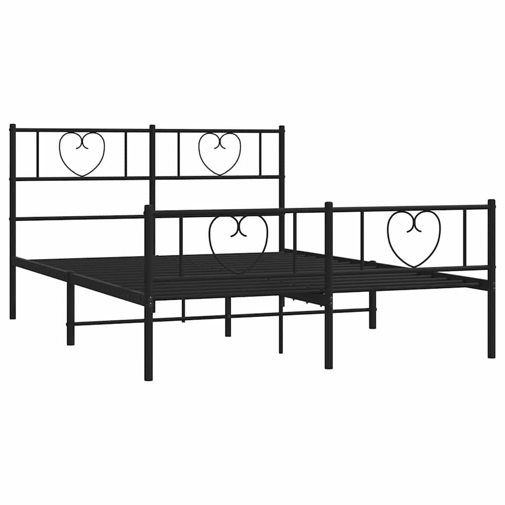 Giroletto con Testiera e Pediera Metallo Nero 150x200 cm