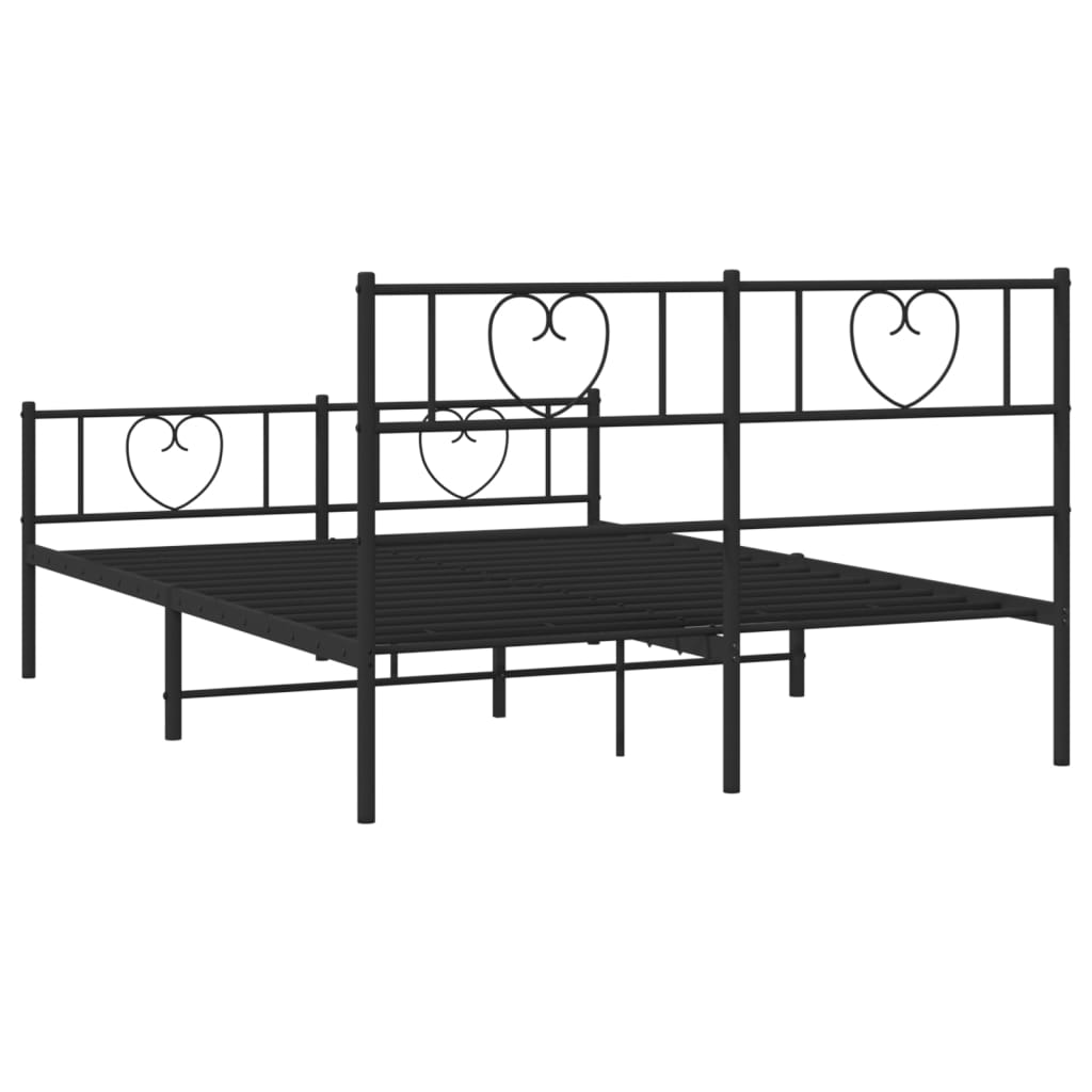 Giroletto senza Materaso con Pediera in Metallo Nero 160x200 cm | homemem39