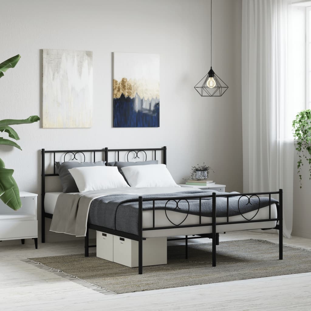 Giroletto senza Materaso con Pediera in Metallo Nero 160x200 cm | homemem39