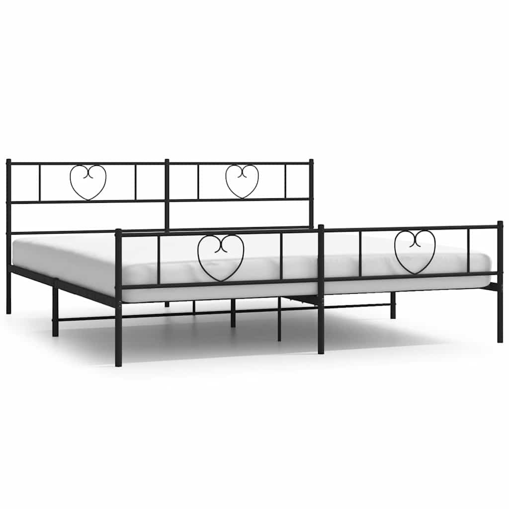 Giroletto con Testiera e Pediera Metallo Nero 193x203 cm