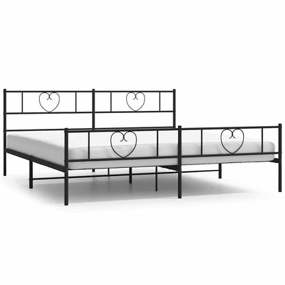 Giroletto con Testiera e Pediera Metallo Nero 193x203 cm