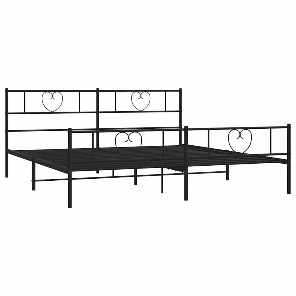 Giroletto con Testiera e Pediera Metallo Nero 193x203 cm