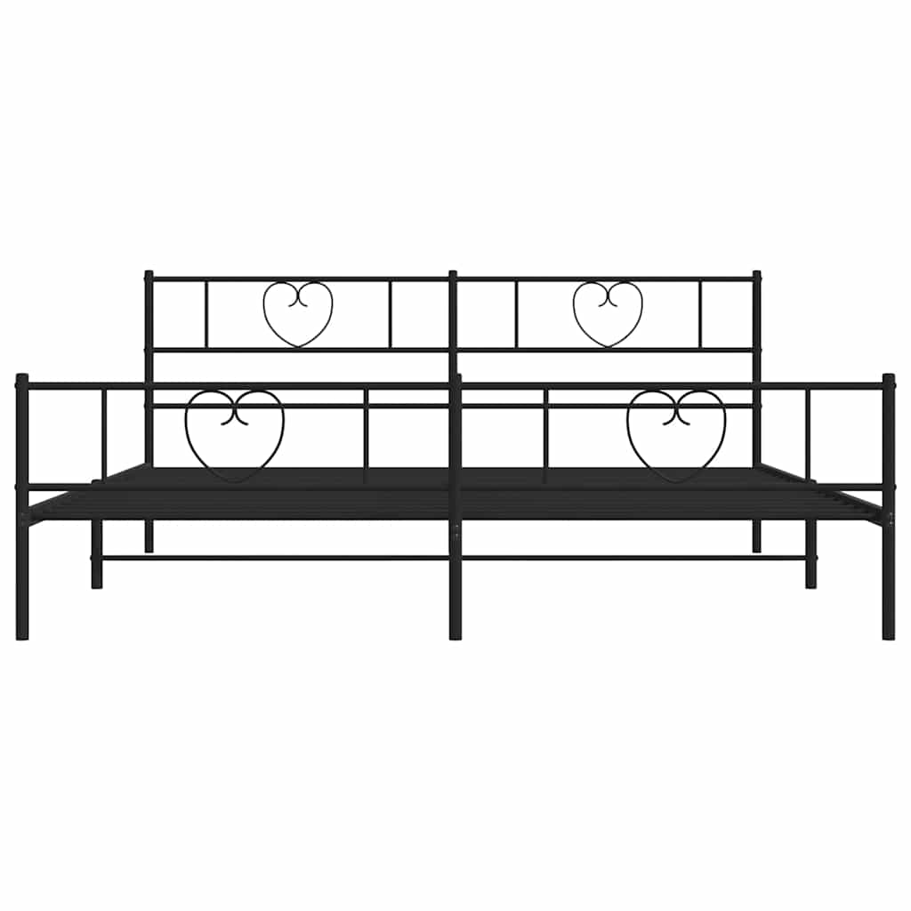 Giroletto con Testiera e Pediera Metallo Nero 193x203 cm