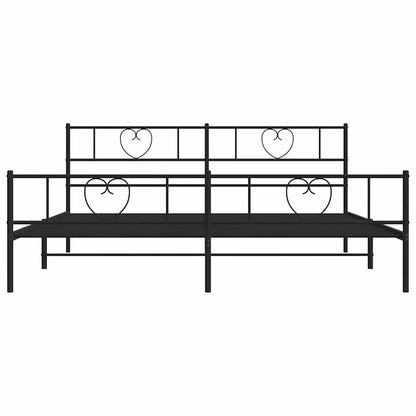 Giroletto con Testiera e Pediera Metallo Nero 193x203 cm
