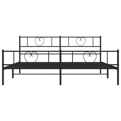 Giroletto con Testiera e Pediera Metallo Nero 200x200 cm | homemem39