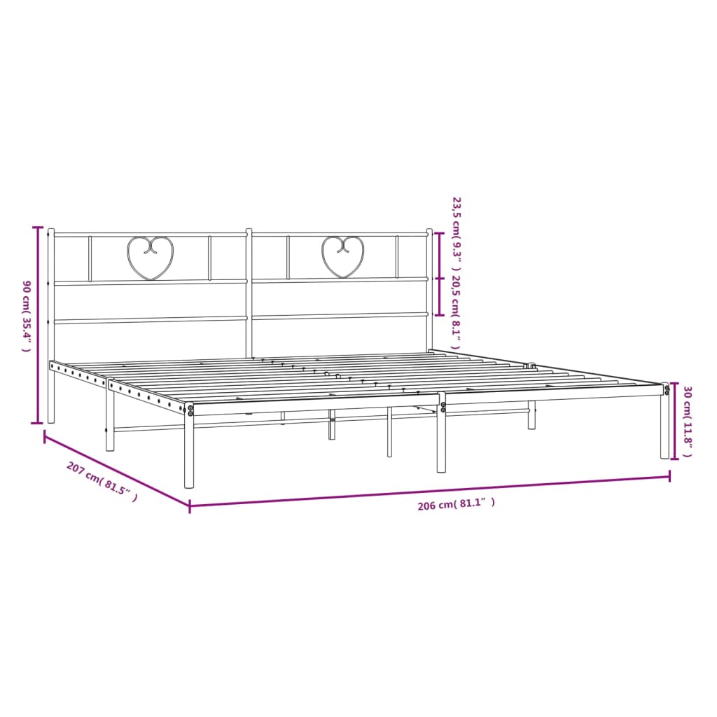 Giroletto con Testiera Metallo Bianco 200x200 cm | homemem39