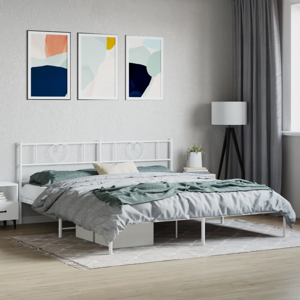 Giroletto con Testiera Metallo Bianco 200x200 cm | homemem39