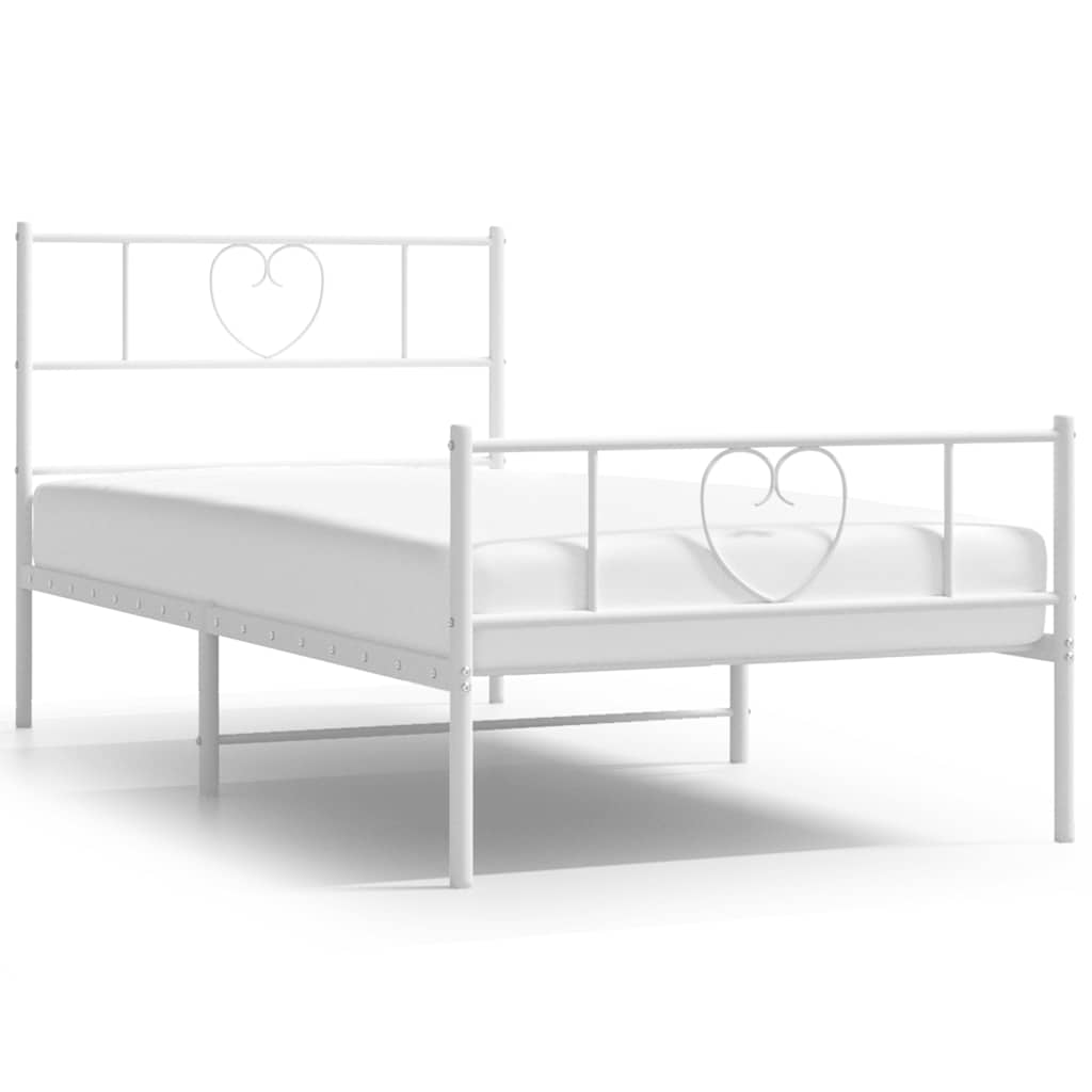 Giroletto con Testiera e Pediera Metallo Bianco 100x190 cm | homemem39