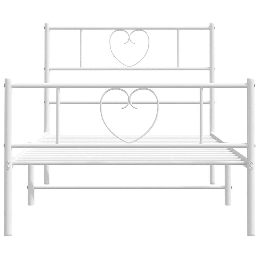 Giroletto con Testiera e Pediera Metallo Bianco 100x190 cm | homemem39