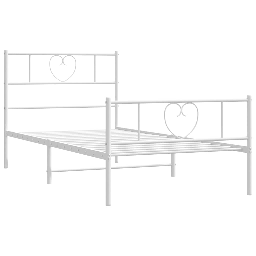 Giroletto con Testiera e Pediera Metallo Bianco 100x190 cm | homemem39