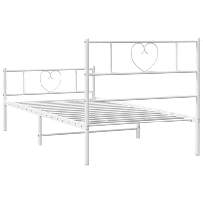 Giroletto con Testiera e Pediera Metallo Bianco 100x190 cm | homemem39