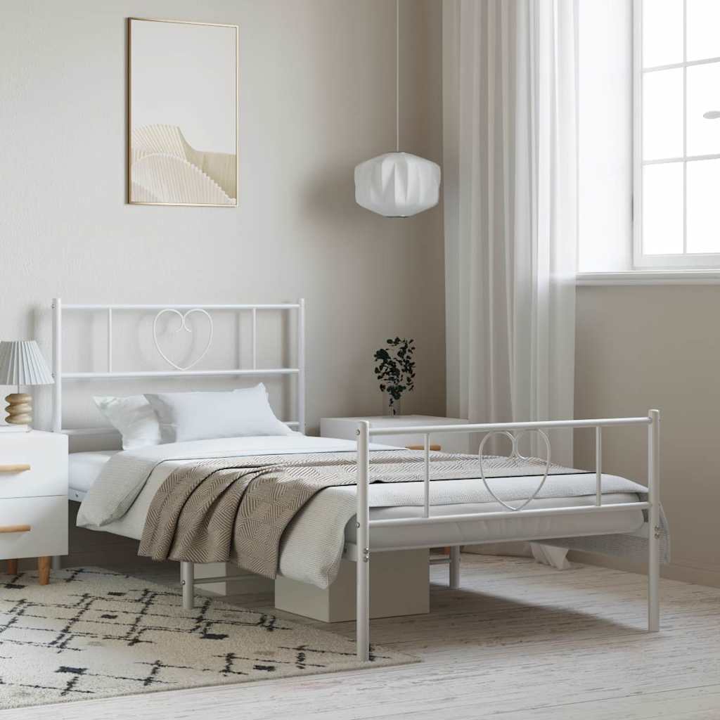 Giroletto con Testiera e Pediera Metallo Bianco 100x190 cm | homemem39
