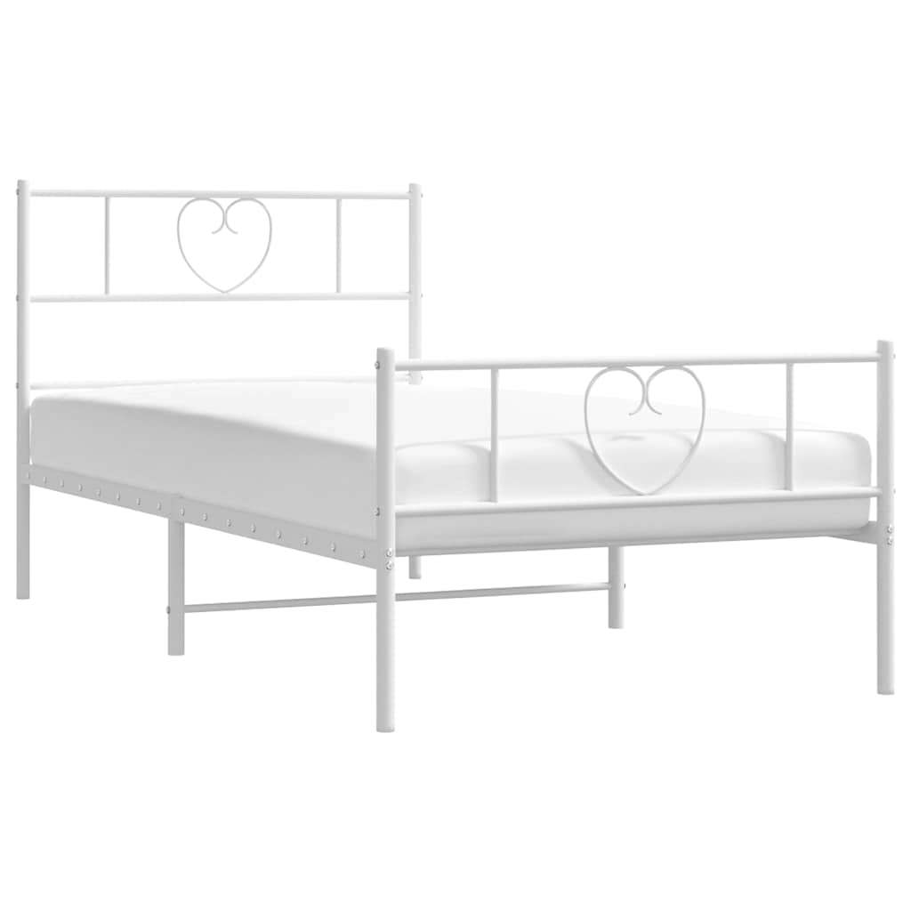 Giroletto con Testiera e Pediera Metallo Bianco 100x200 cm | homemem39