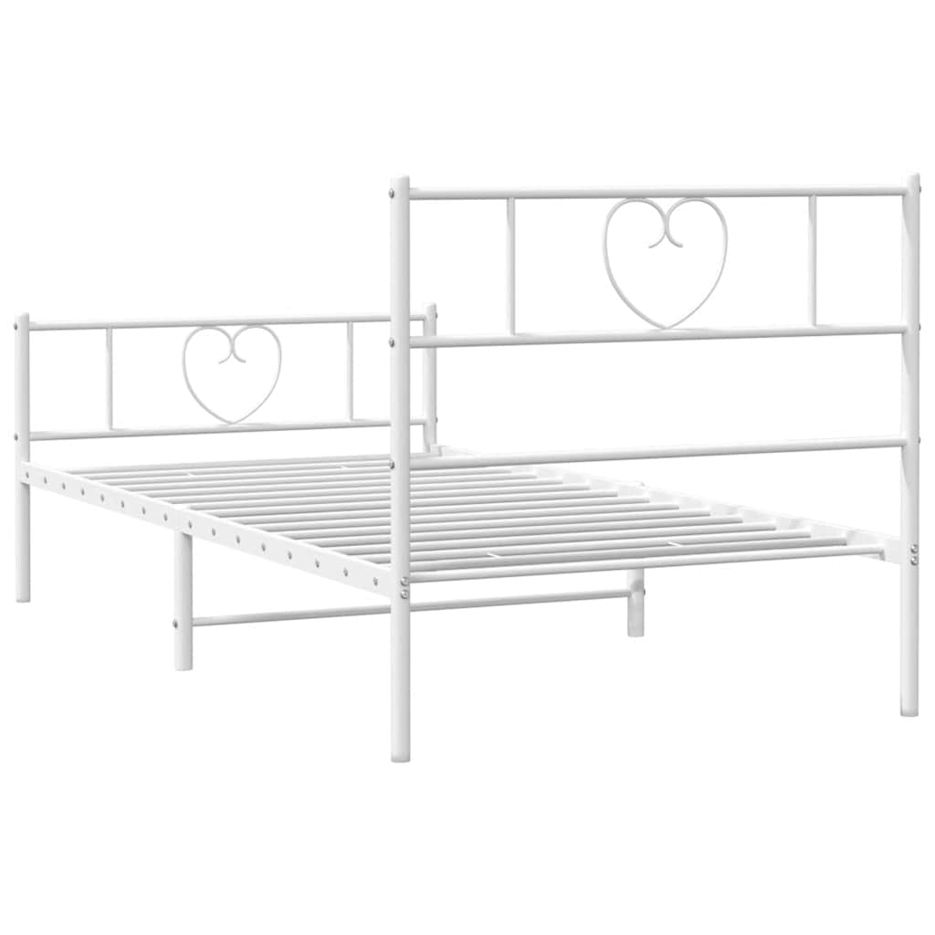 Giroletto con Testiera e Pediera Metallo Bianco 100x200 cm | homemem39