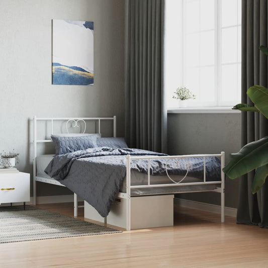 Giroletto con Testiera e Pediera Metallo Bianco 107x203 cm | homemem39