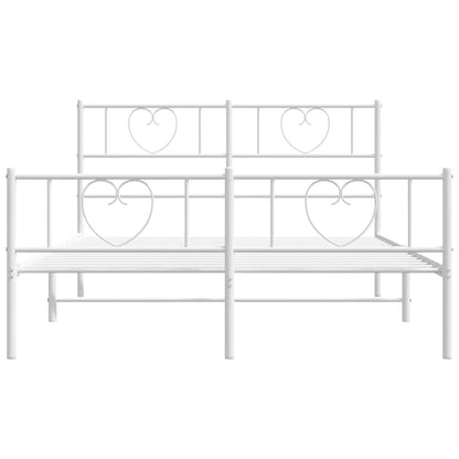 Giroletto con Testiera e Pediera Metallo Bianco 135x190 cm | homemem39