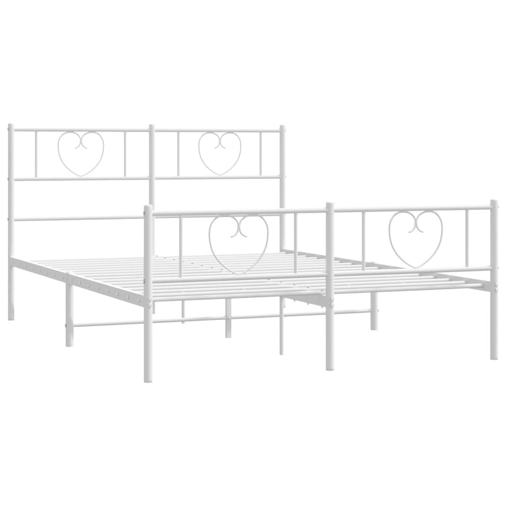 Giroletto con Testiera e Pediera Metallo Bianco 160x200 cm | homemem39