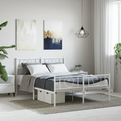 Giroletto con Testiera e Pediera Metallo Bianco 160x200 cm | homemem39