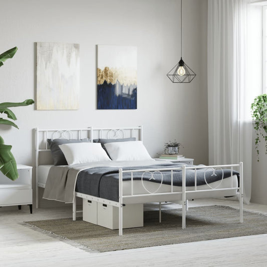 Giroletto con Testiera e Pediera Metallo Bianco 160x200 cm | homemem39