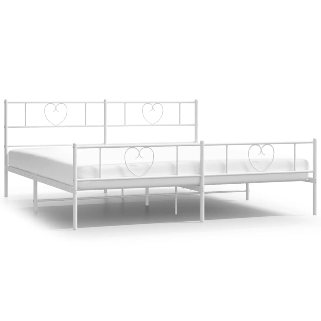 Giroletto con Testiera e Pediera Metallo Bianco 180x200 cm | homemem39