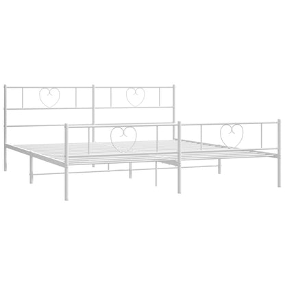 Giroletto con Testiera e Pediera Metallo Bianco 180x200 cm | homemem39
