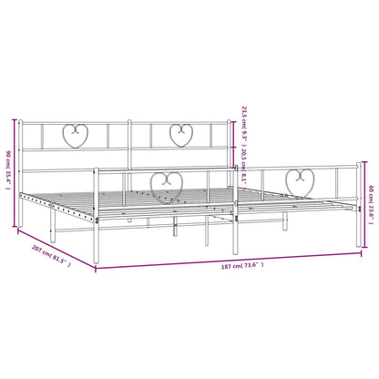 Giroletto con Testiera e Pediera Metallo Bianco 180x200 cm | homemem39