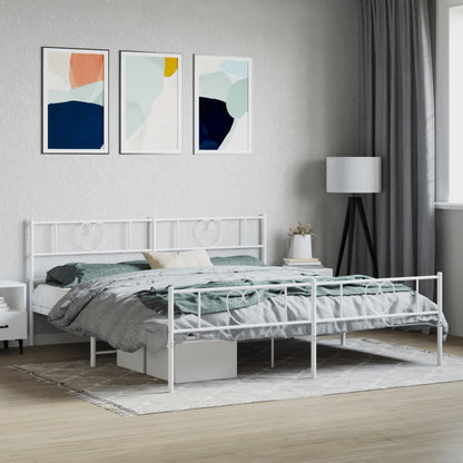 Giroletto con Testiera e Pediera Metallo Bianco 180x200 cm | homemem39
