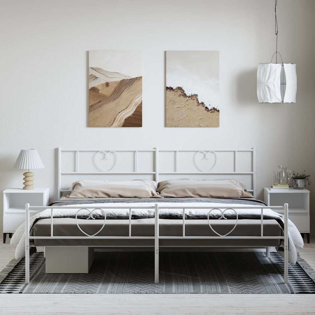 Giroletto con Testiera e Pediera Metallo Bianco 183x213 cm