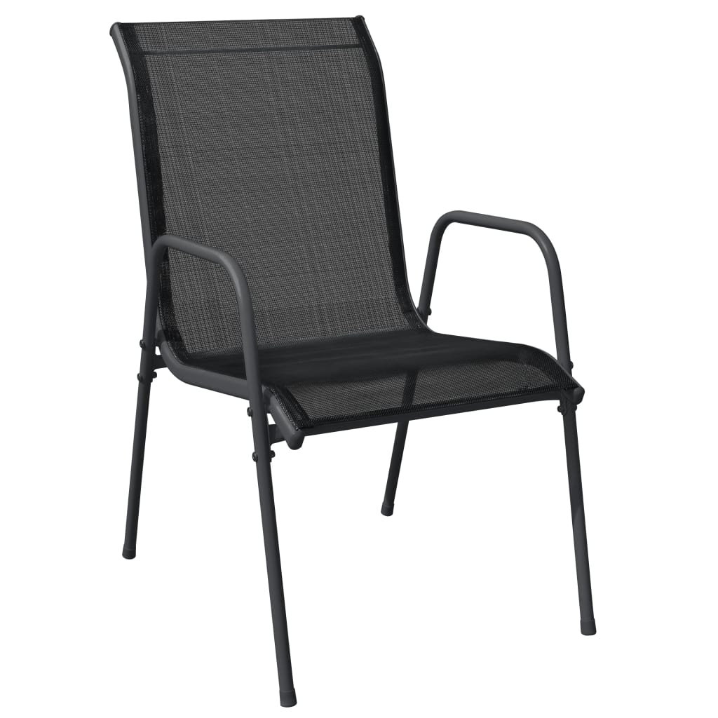 Set da Pranzo da Giardino 7 pz Nero in Acciaio e Textilene | homemem39