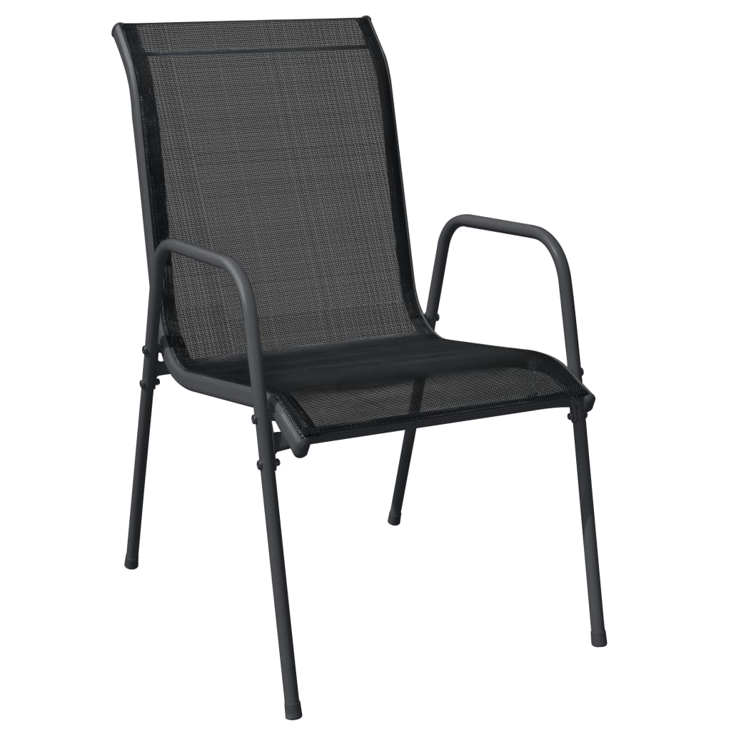 Set da Pranzo da Giardino 7 pz Nero in Acciaio e Textilene | homemem39