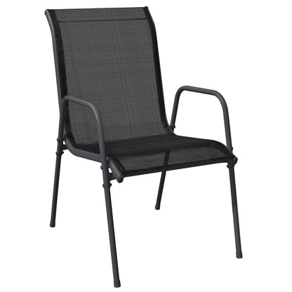 Set da Pranzo da Giardino 7 pz Nero in Acciaio e Textilene | homemem39