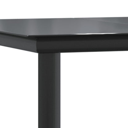 Set da Pranzo da Giardino 7 pz Nero in Acciaio e Textilene | homemem39