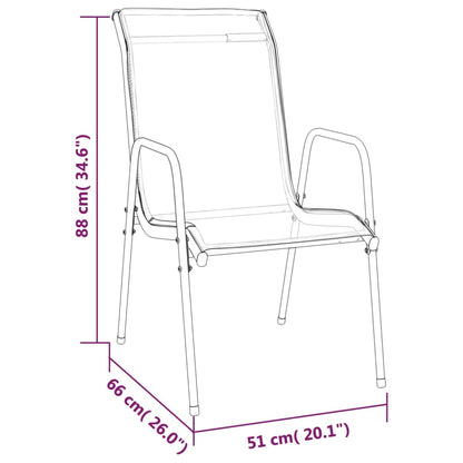 Set da Pranzo da Giardino 7 pz Nero in Acciaio e Textilene | homemem39