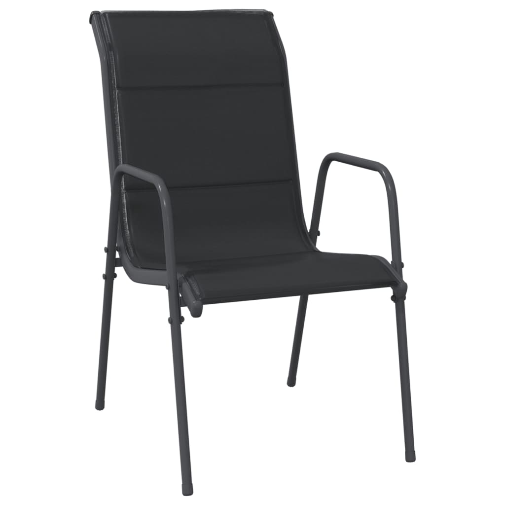 Set da Pranzo da Giardino 5 pz Nero in Acciaio e Textilene | homemem39