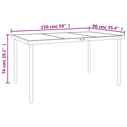Set da Pranzo da Giardino 5 pz Nero in Acciaio e Textilene | homemem39