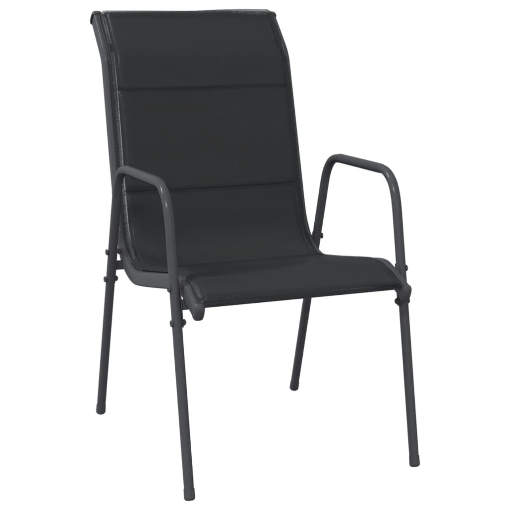 Set da Pranzo da Giardino 5 pz Nero in Acciaio e Textilene | homemem39
