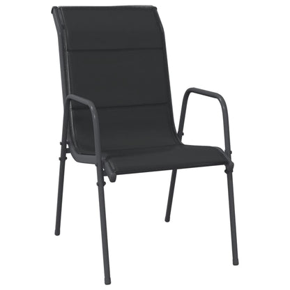 Set da Pranzo da Giardino 5 pz Nero in Acciaio e Textilene | homemem39