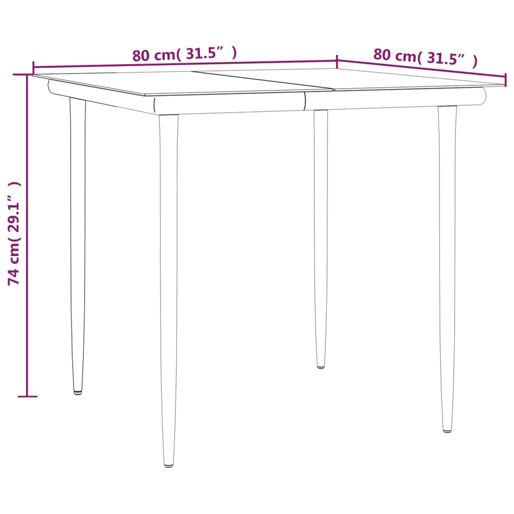 Set da Pranzo da Giardino 5 pz Nero in Acciaio e Textilene | homemem39