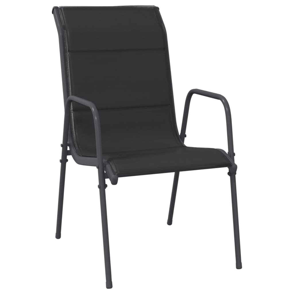Set da Pranzo da Giardino 5 pz Nero in Acciaio e Textilene | homemem39