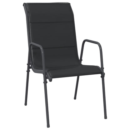 Set da Pranzo da Giardino 5 pz Nero in Acciaio e Textilene | homemem39