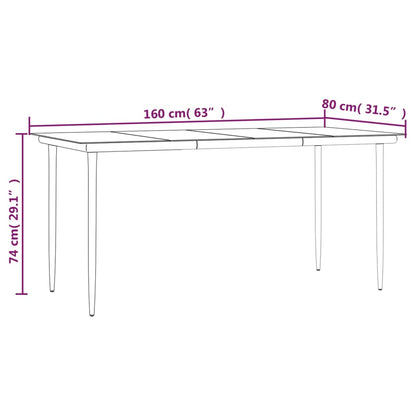 Set da Pranzo da Giardino 7 pz Nero in Acciaio e Textilene