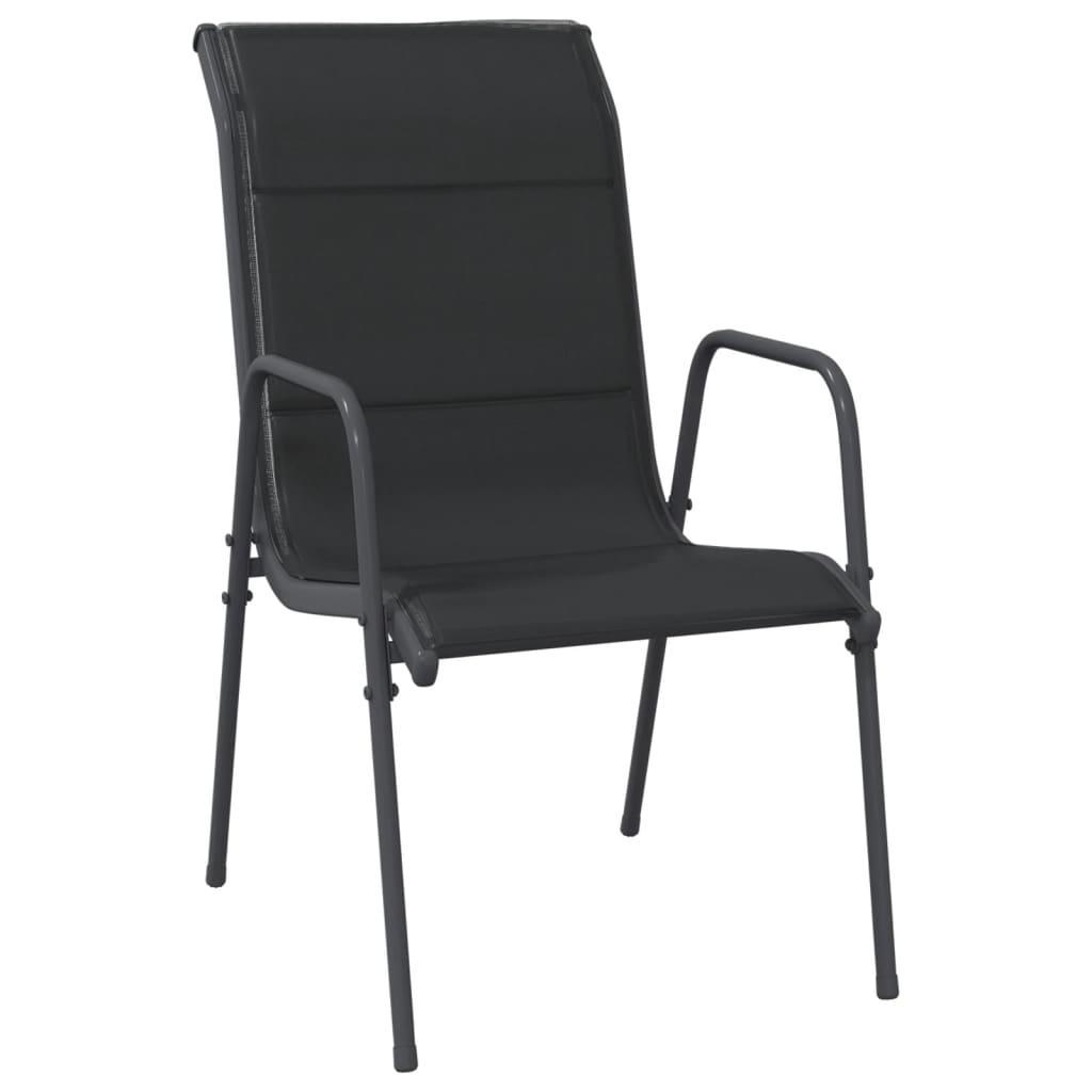 Set da Pranzo da Giardino 9 pz Nero in Acciaio e Textilene | homemem39