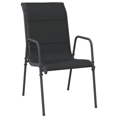 Set da Pranzo da Giardino 9 pz Nero in Acciaio e Textilene | homemem39