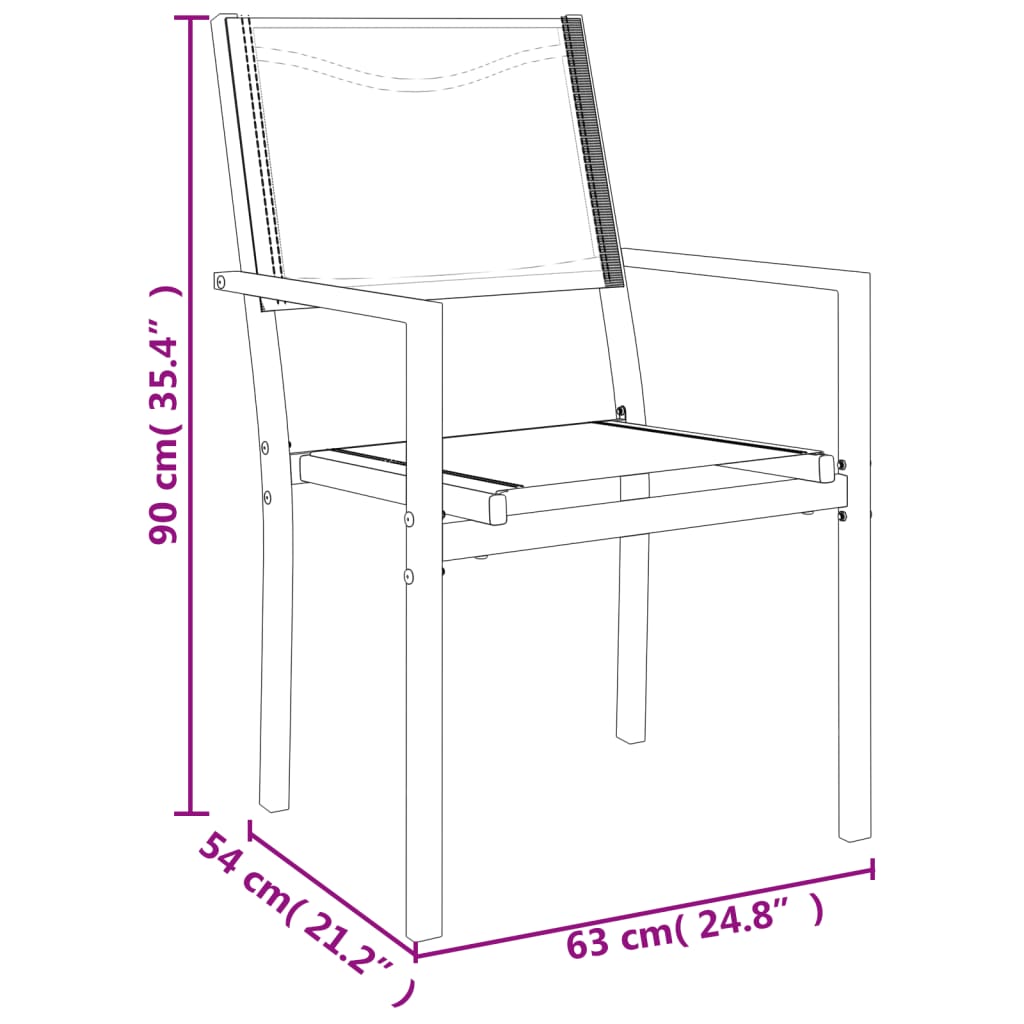 Set da Pranzo da Giardino 3 pz Nero in Acciaio e Textilene - homemem39